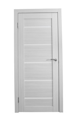 Naklejka premium Closed white door isolated on white background