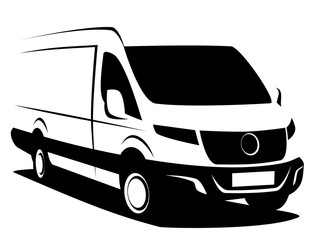 Dynamic vector illustration of a commercial delivery van used for transporting cargo