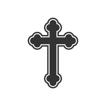 Orthodox cross icon. Flat design. Vector illustration.