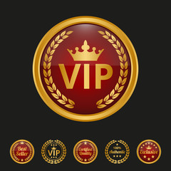 Vip label on black background.