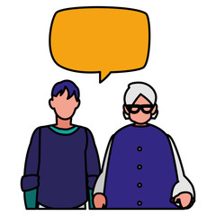 black grandmother with grandson talking