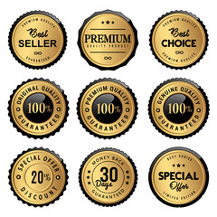 set of premium quality gold badges and labels