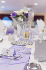 Wedding table  decoration champagne glasses
