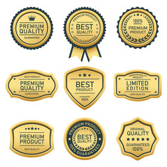 Fototapeta set of gold vintage badges and labels obraz