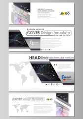 Social media and email headers, modern banners. Business templates. Vector layouts in popular sizes. Colorful infographic background with lines, symbols, charts, diagrams, other elements.