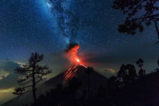 Erupting Volcano, El Fuego, Guatemala, 21. 04. 2018