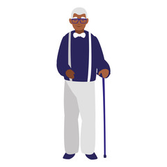 cute grandfather black avatar character