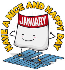 Strong and Happy Calendar Beating the Blue Monday Depression, Vector Illustration