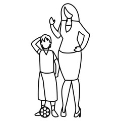 cute mother with son characters