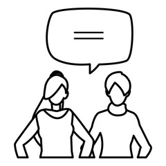 couple of girls with speech bubble