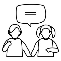 beautiful little girls couple with speech bubbles