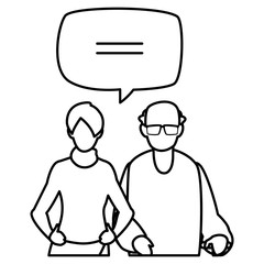 cute grandfather with daughter talking