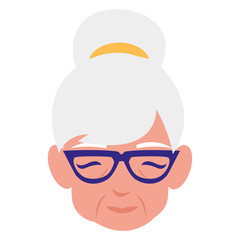 cute grandmother head avatar character