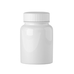 Isolated white plastic jar for pills, mockup for design, 3D rendering, 3d illustration