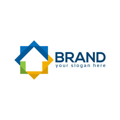 Colorful house logo template, flat design