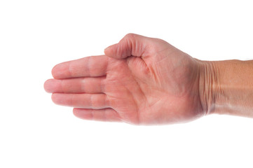 Hand pointing direction on white background