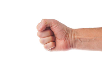 Fist close up isolated on white background