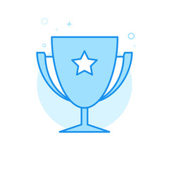 Trophy Cup Flat Vector Icon, Symbol, Pictogram, Sign. Light Blue Monochrome Design. Editable Stroke