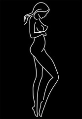 Pregnant woman.Vector silhouette.Expectant mother.