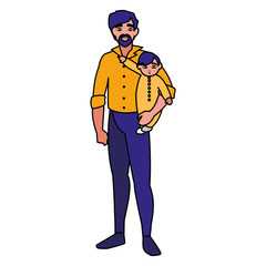 father with baby son characters