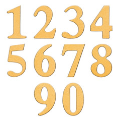 Set of arabic numbers from cardboard, isolated on white background