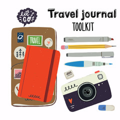 Travel journal toolkit clipart