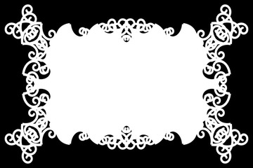 Floral Decorative Black & White Edge. Type Text Inside, Use as Overlay or for Layer Mask	