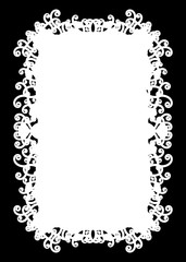 Floral Decorative Black & White Edge. Type Text Inside, Use as Overlay or for Layer Mask	