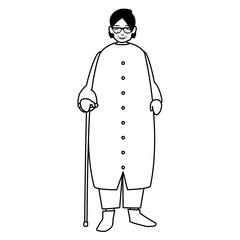 cute grandmother with cane