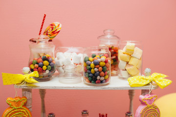 different sweets in jars