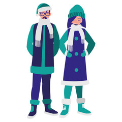 young couple with winter clothes