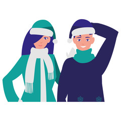 young couple with winter clothes