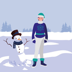 young man with winter clothes