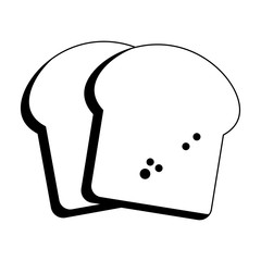 Bread slices food isolated in black and white