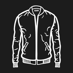 Winter jacket outlined icon in dark background