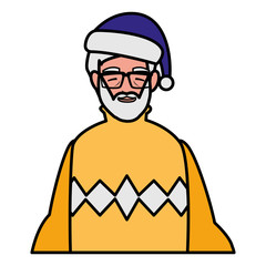 cute grandfather with winter clothes