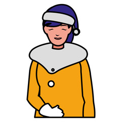 young woman with winter clothes