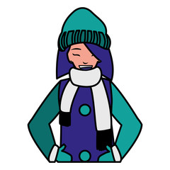 young woman with winter clothes