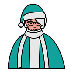 cute grandmother with cane and winter clothes