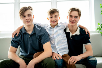 The Two happy friends portrait inside house