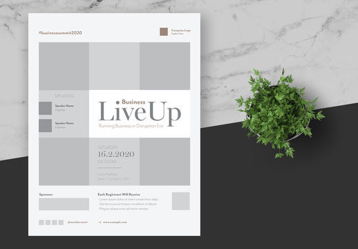 Business Event Flyer Layout with Grey Accents