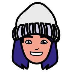 beautiful woman head with winter hat