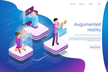 Isometric Banner Augmented Reality Everyday Life