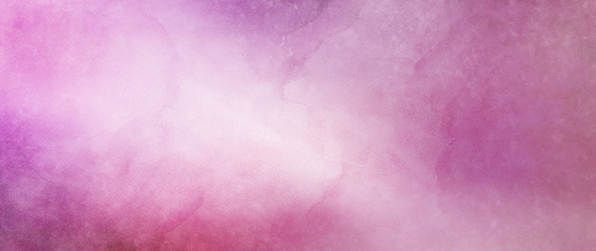 Pink and white watercolor background with abstract cloudy sky concept with color splash design and fringe bleed stains and blobs