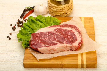 Rib eye raw steak
