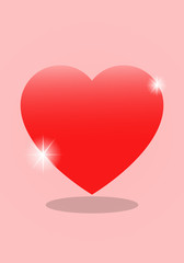 Vector illustration of a heart with bright highlights on a colored background