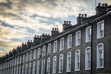 Row of British terraced houses