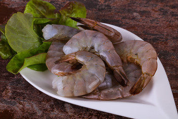 Raw king prawns ready for cooking