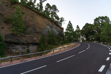 Mountain road at dusk. Tenerife. Canary Islands. Spain.