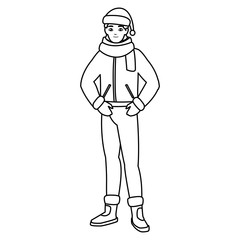 young man with winter clothes